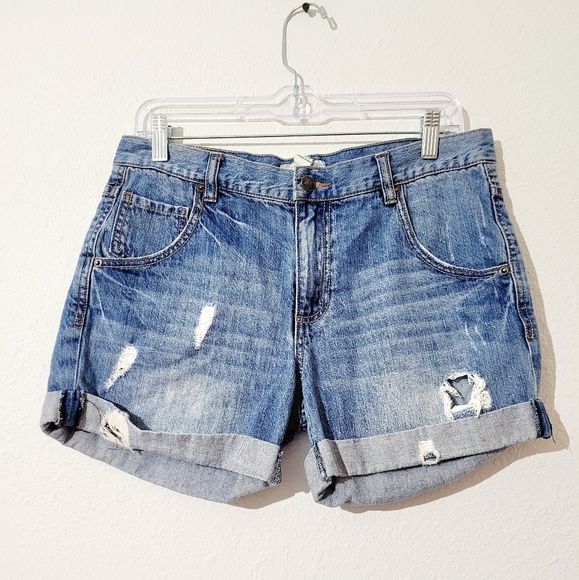 Y2K Forever 21 distressed 100% Cotton denim jean shorts size 31 - Picture 1 of 9